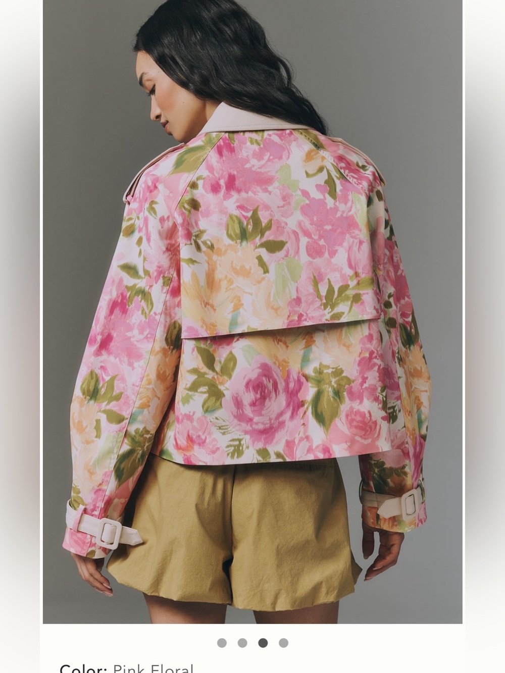 NWT Maeve Retro Floral Cropped Trench Coat XS - Picture 4 of 11